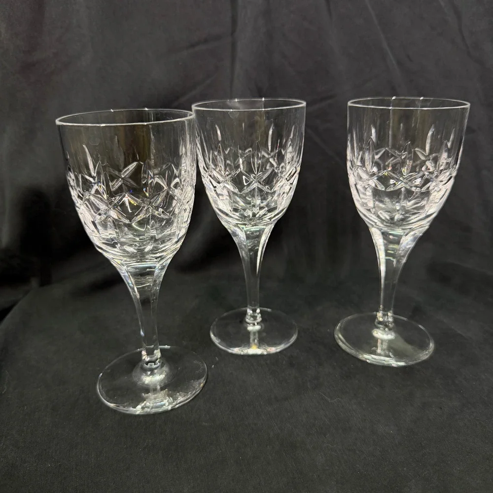 Atlantis Crystal Chartres Wine Glasses Set of 3 Cut Lead Crystal Portugal 6.75in
